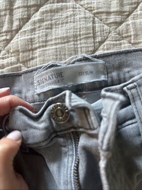Signature Light Gray Slim Jeans with Branded Button